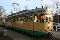 8288_58 Insgesamt elf wurden übernommen, wovon sechs umgebaut wurden. A total of eleven trams came to Schöneiche, six of them were rebuilt.