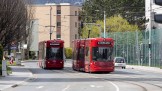 9134_826 Begegnung zweier Straßenbahnen in der Nähe der Haltestelle Piuskirche. Two trams meet near the Piuskirche stop.