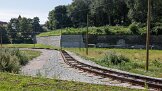 x9136_812 Die im Sommer 2024 bestehende Schleife bei der provisorischen Haltestelle Linnahall The loop at the provisorial Linnahall stop in summer 2024.