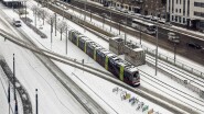 Schnee 9.1.2026 Auch die Linie 18 war so zu sehen, wohl eine vom Betriebsbahnhof Favoriten kommende Garnitur. Line 18 could also be seen, probably a train coming from the...